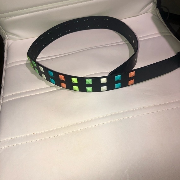 Vintage 90s black neon squares belt and circle cut out bikini top new Medium - Picture 4 of 9